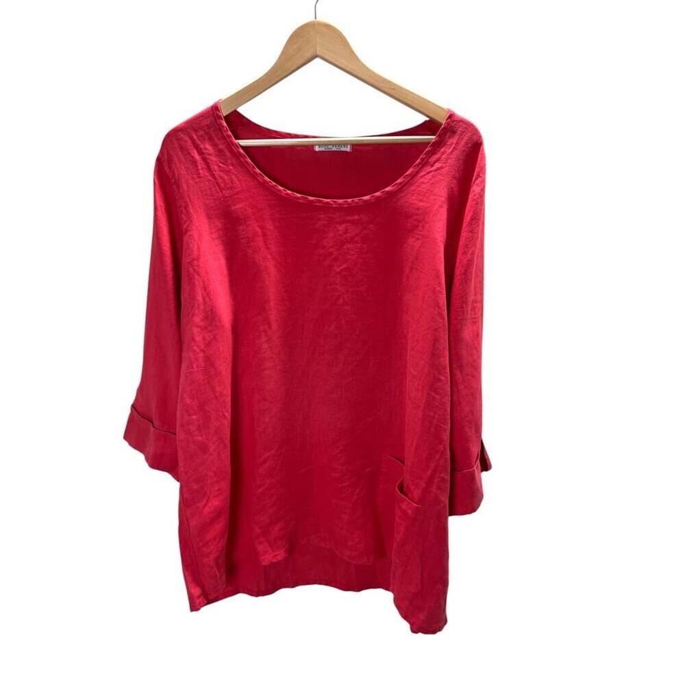 Russ Berens Top Women's Size XL Red Round Neck Blouse